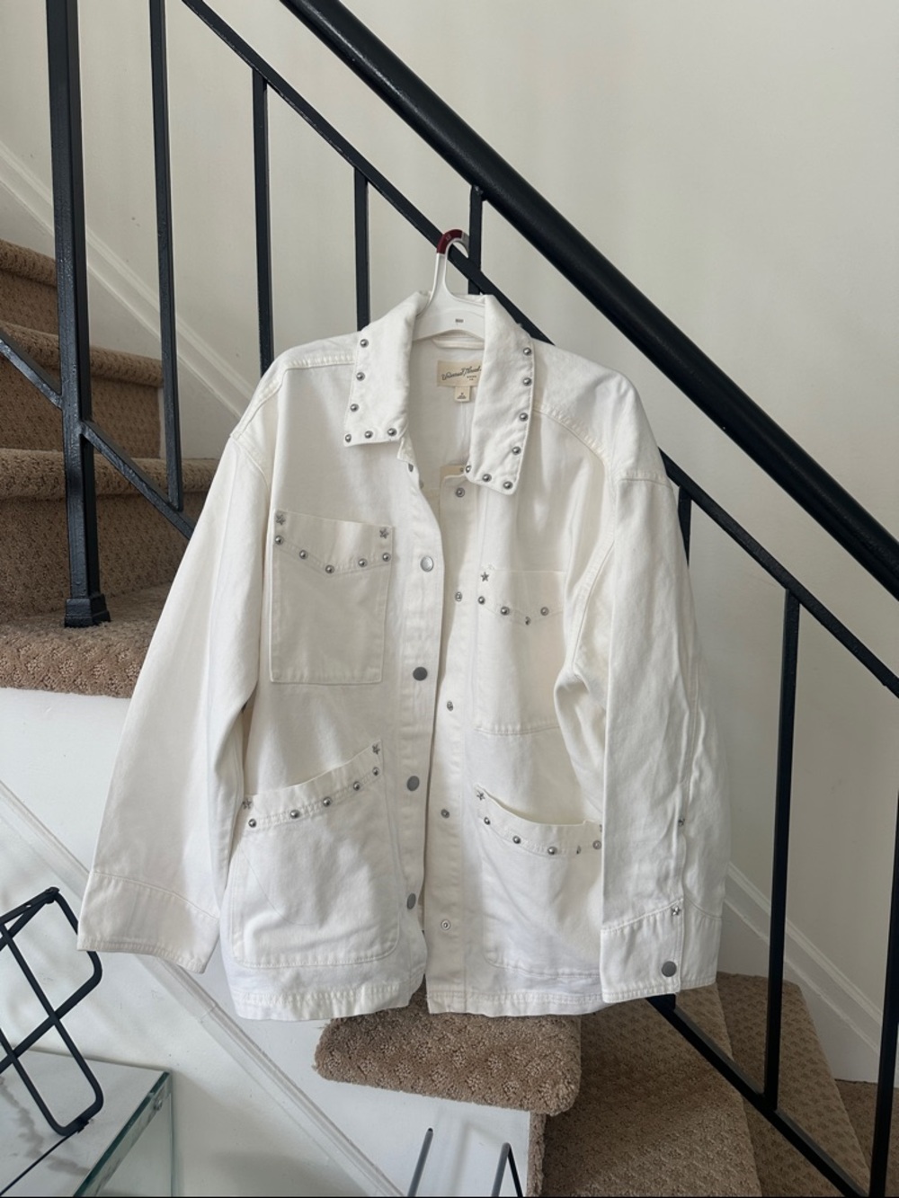 White studded jean jacket